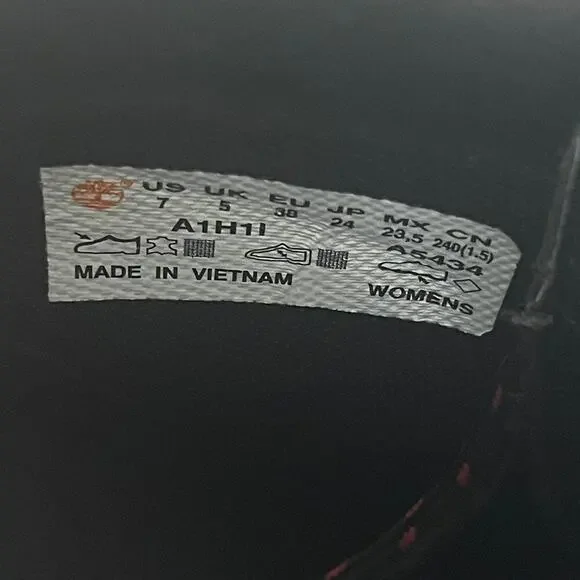 Rare Timberland Glancy Boots 7 Black Leather | Heel Lace Up Combat, Discontinued - Picture 8 of 15